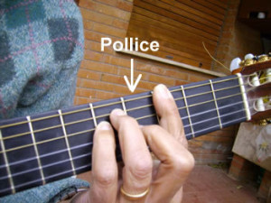 Posizione delle dita per il barrè sulla chitarra